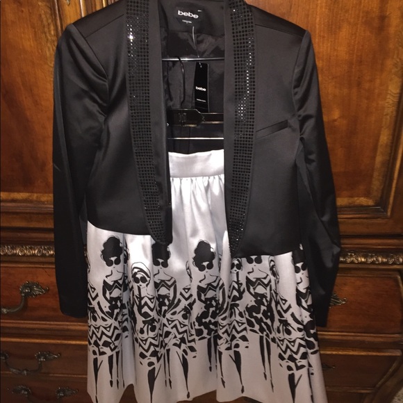 Bebe "Satin Jacket With Crystal Embellishment" - Picture 7 of 8